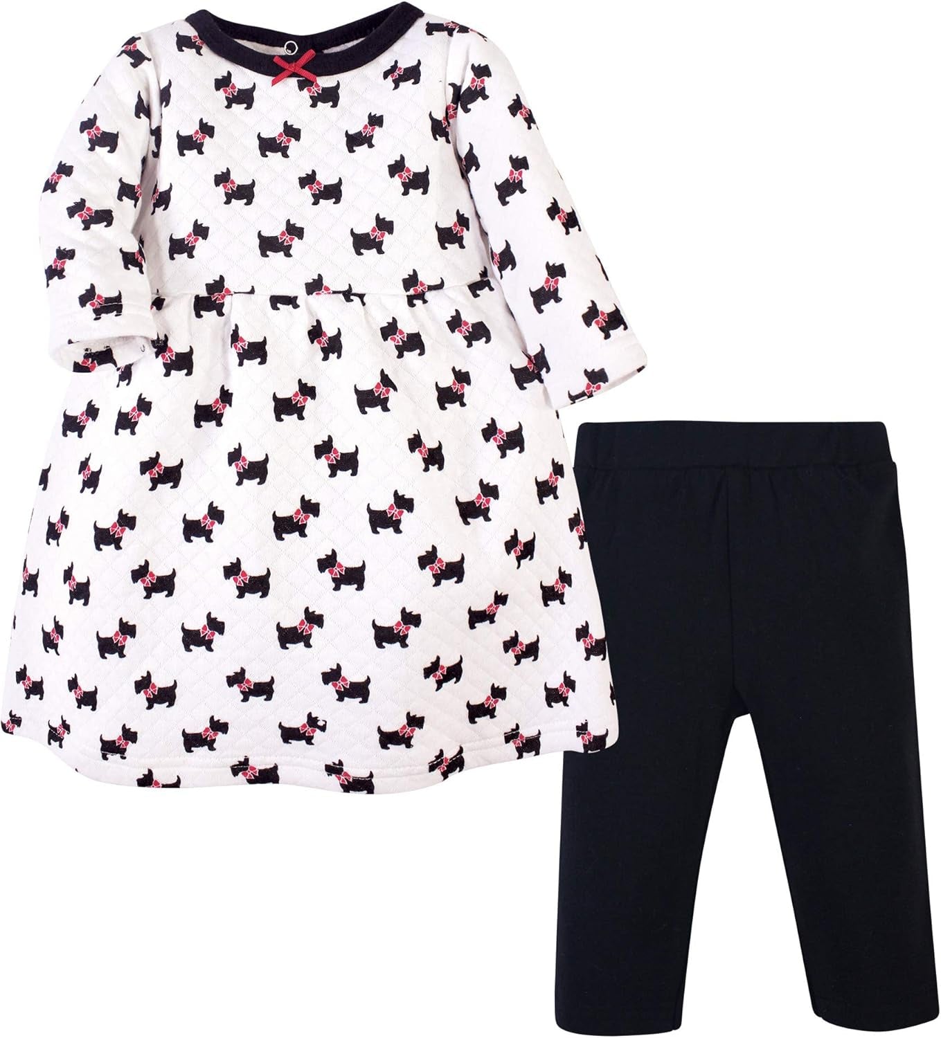 Girl'S Quilted Cotton Dress and Leggings Casual