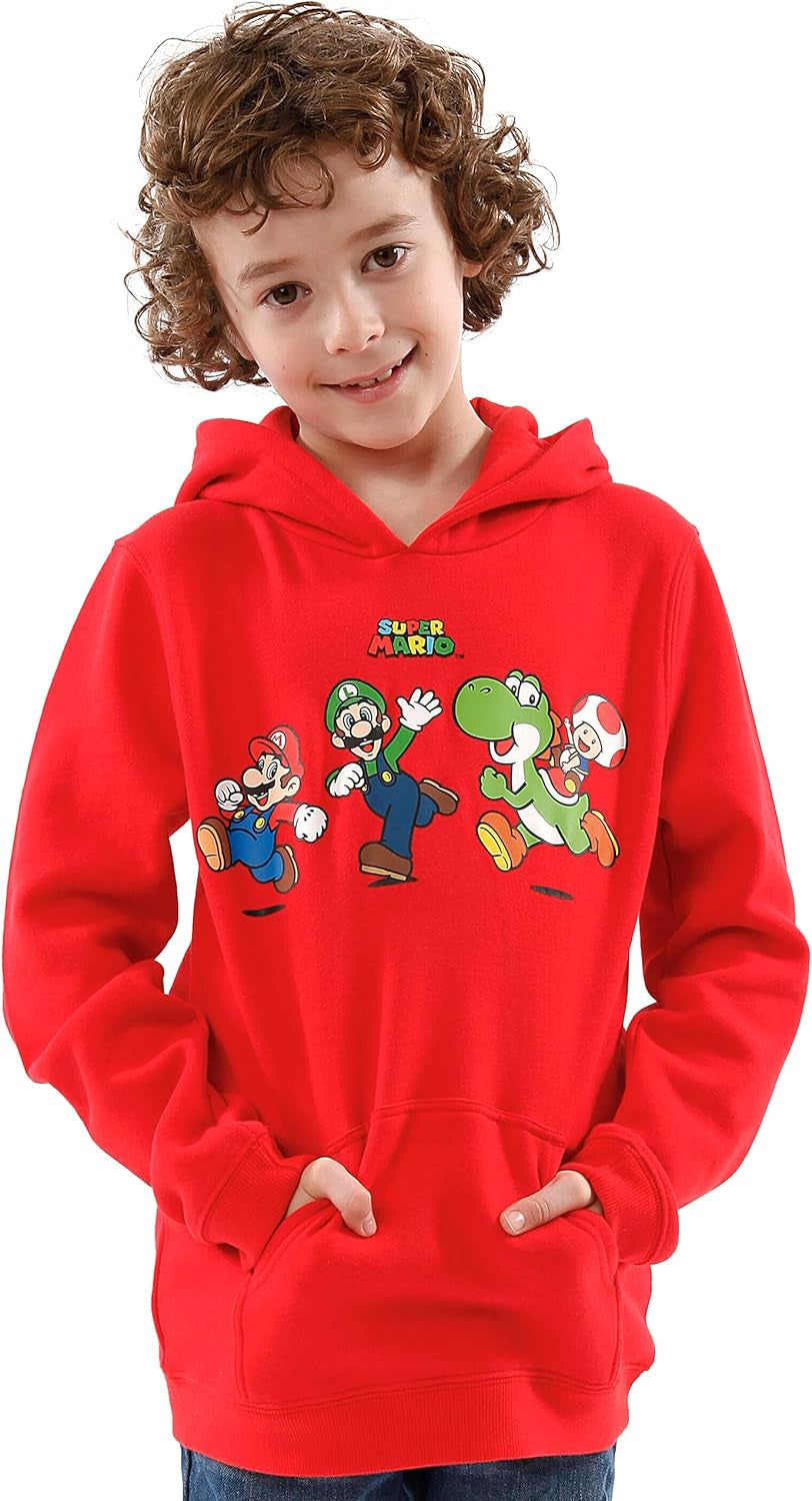 Super Mario Hoodie for Boys | Luigi, Yoshi, Toad Boys Hoodie | Gaming Hoodie for Kids | Official Merchandise | Red 5-6 Years (Smhd6589)