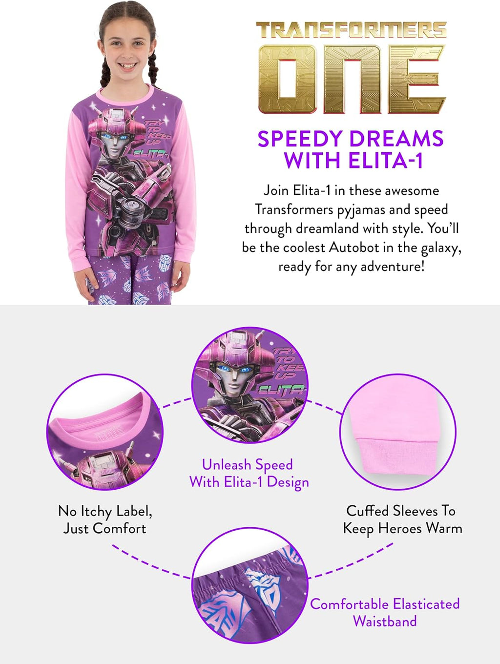 Girls Pyjamas | Autobots Pj'S | Elita-1 Girls' Pyjama Sets | Ages 3 to 10 Years
