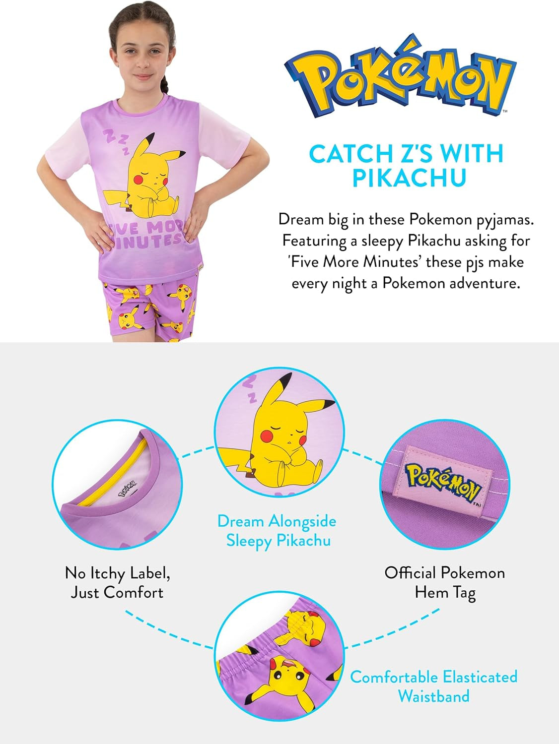 Girls Pyjamas | Pikachu Pyjamas | Pikachu Pjs for Girls | Ages 5 to 13 Years