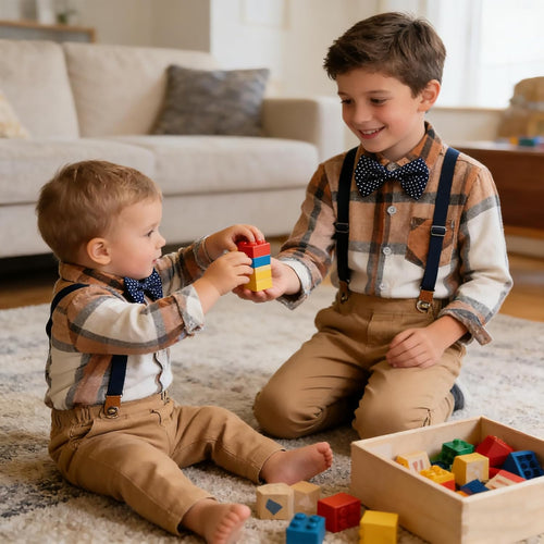 Boy Gentleman Plaid Outfits Toddler Long Sleeve Shirt with Bow Ties Suspenders Pants Kid Dress Suit for 1-6 Years