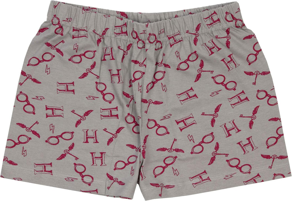 Girls Pyjama Set | Hogwarts Glitter Crest Long or Short Leg Pjs in Burgundy & Pink | Kids Sleepwear for Bedtime, Lounging or Sleepovers | Officially Licensed Wizarding World Merchandise