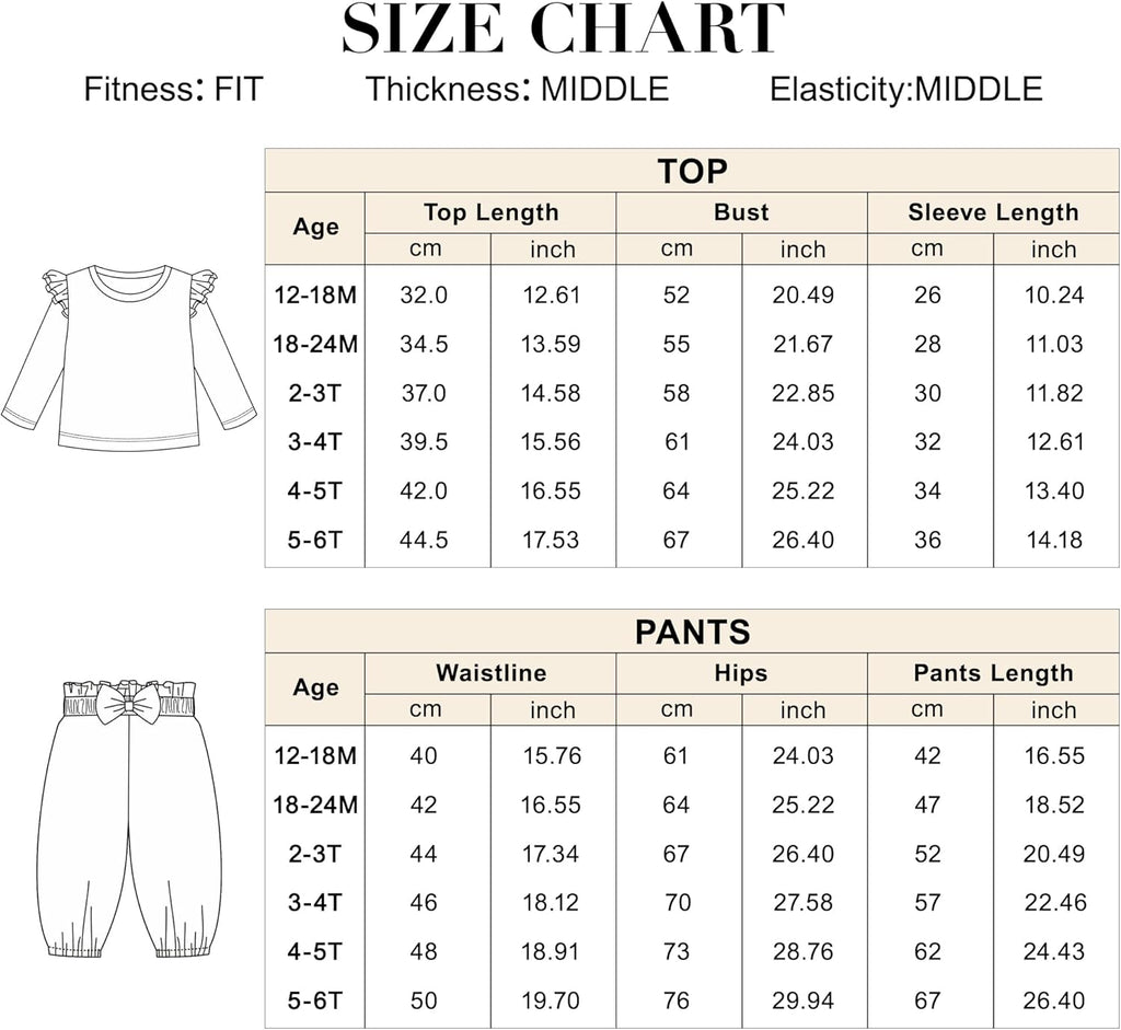 Toddler Baby Girl Clothes Set (1-6Y) Long Sleeves Sweatshirt and Pants Outfits Toddler Girl Spring Summer Fall Clothing Set