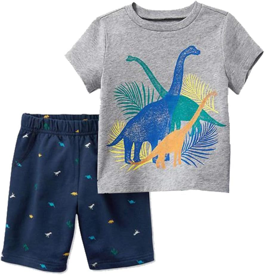 Little Boys' Cotton Clothing Sets, Short Sleeve T-Shirt and Shorts