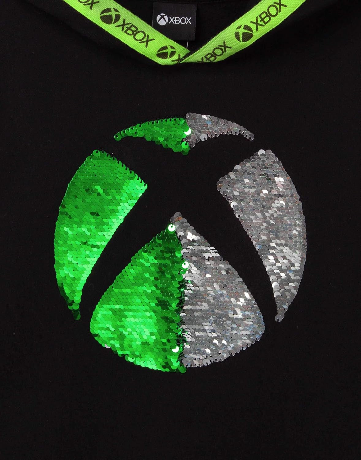 Hoodie for Boys & Girls | Kids Green Silver Game Flip Sequin Hooded Sweater | Childrens Gamers Jumper Clothing Merchandise